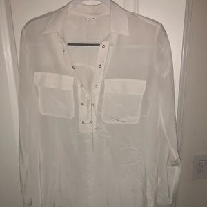 Club Monaco lace up blouse